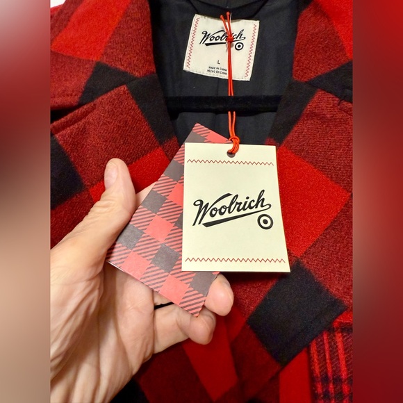Woolrich Red and Black Plaid Pea Coat - Picture 4 of 12